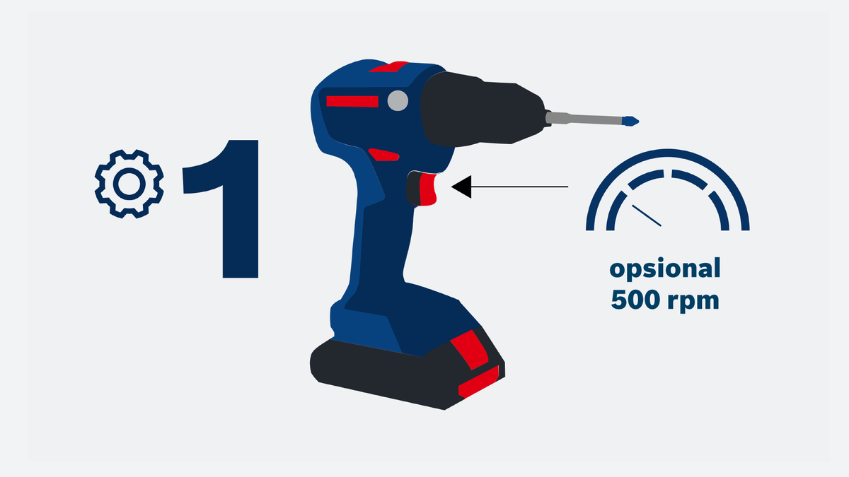 Gigi bor Bosch 1 dengan kecepatan opsional 500 rpm.