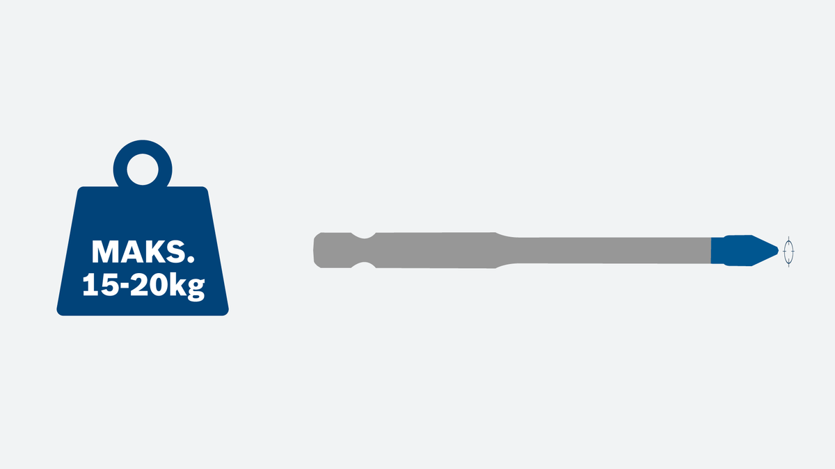 Mata obeng Bosch dengan tekanan maksimum 15-20 kg.