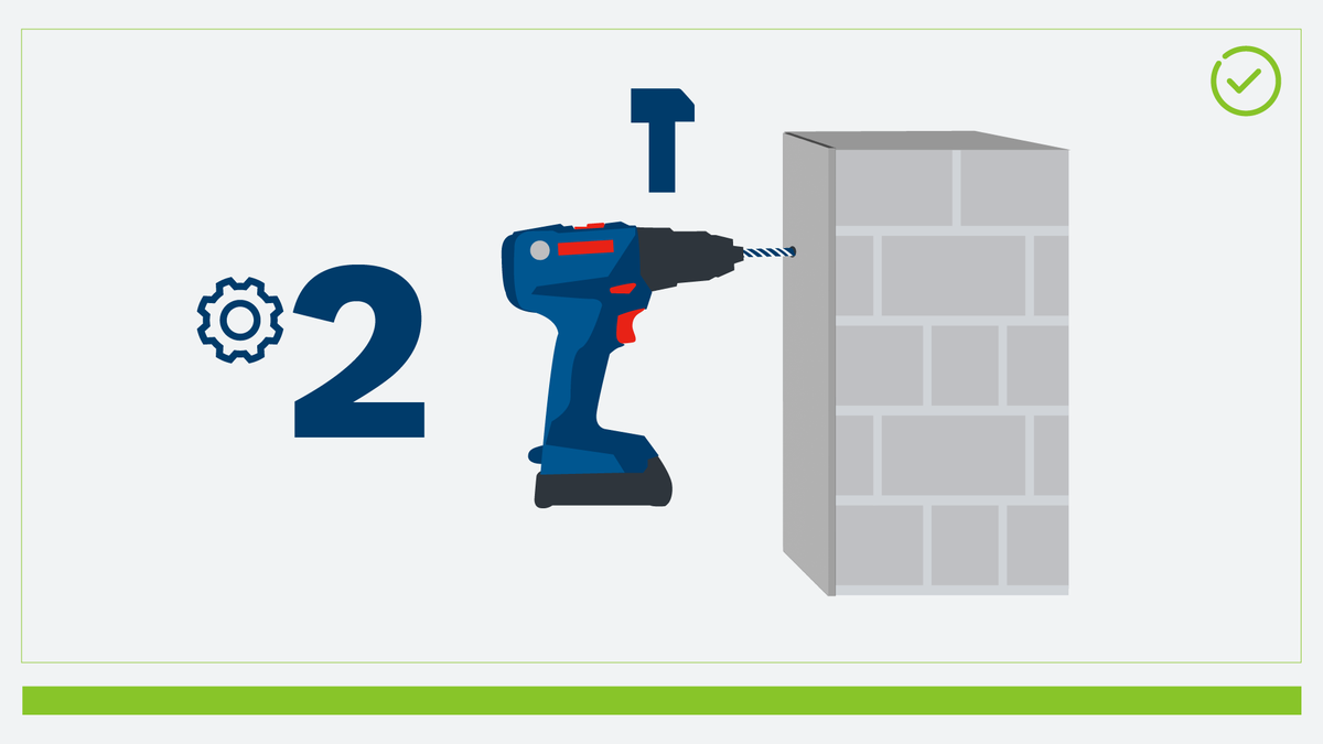 Bor Bosch disetel pada gigi 2 untuk mengebor di balik ubin.