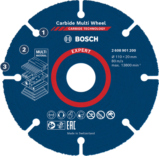 Roda multi karbida Bosch untuk memotong berbagai material.