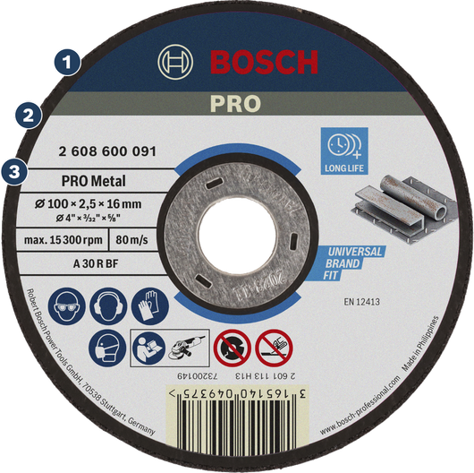 Cakram pemotong logam Bosch PRO untuk masa pakai panjang dan kesesuaian universal.