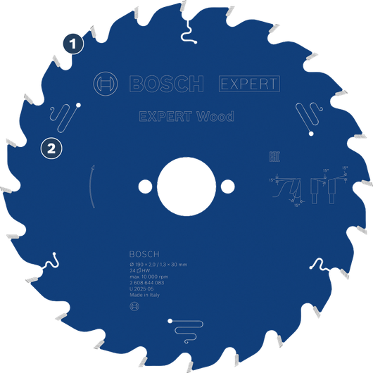 Mata gergaji kayu Bosch Expert Wood untuk pemotongan kayu cepat.