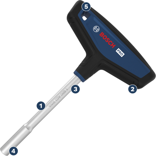 Obeng T-Handle Bosch PRO dengan pegangan ergonomis.