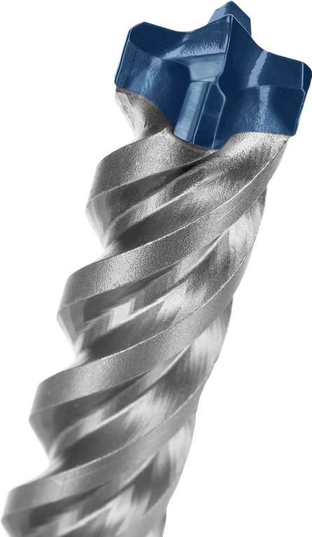 Mata bor palu Bosch SDS plus-5X dengan ujung pemotong empat mata.