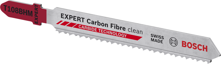 Mata gergaji Bosch EXPERT Carbon Fibre Clean T108BHM dengan gigi karbida.