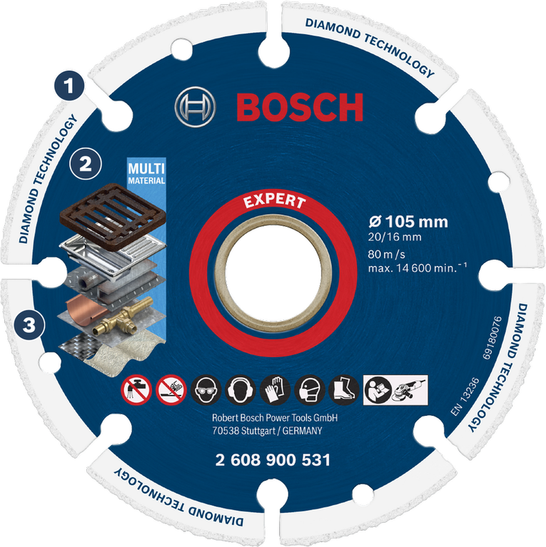 Bosch EXPERT Diamond Metal Wheel Cutting Disc 105 mm untuk berbagai material.