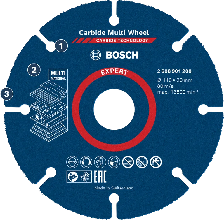 Roda multi karbida Bosch untuk memotong berbagai material.