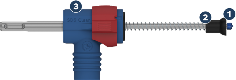 Adaptor Bosch SDS Clean untuk pengeboran ekstraksi debu.