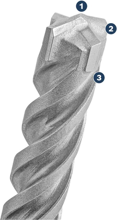 Mata bor Bosch SDS plus-7X dengan ujung karbida.