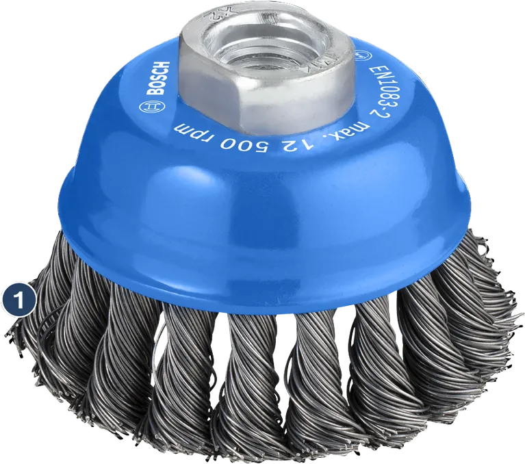 Sikat kawat cangkir Bosch untuk penggiling sudut.