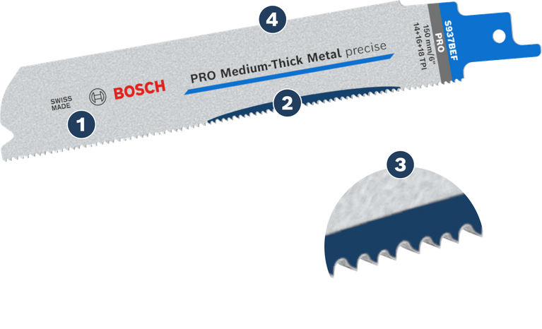 Masa Pakai Lama dalam pemotongan pipa dan profil logam dinding sedang Mata gergaji bolak-balik logam tebal sedang Bosch S 937 BEF PRO.