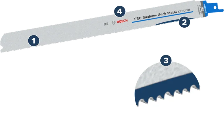 Mata pisau gergaji bolak-balik Bosch PRO Medium-Thick Metal presisi S1237BEF.