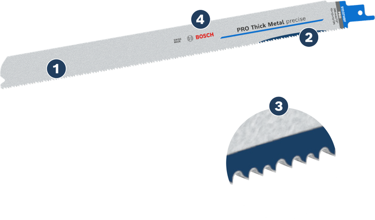 Mata pisau presisi Bosch PRO Thick Metal S1237HBF untuk memotong logam tebal.