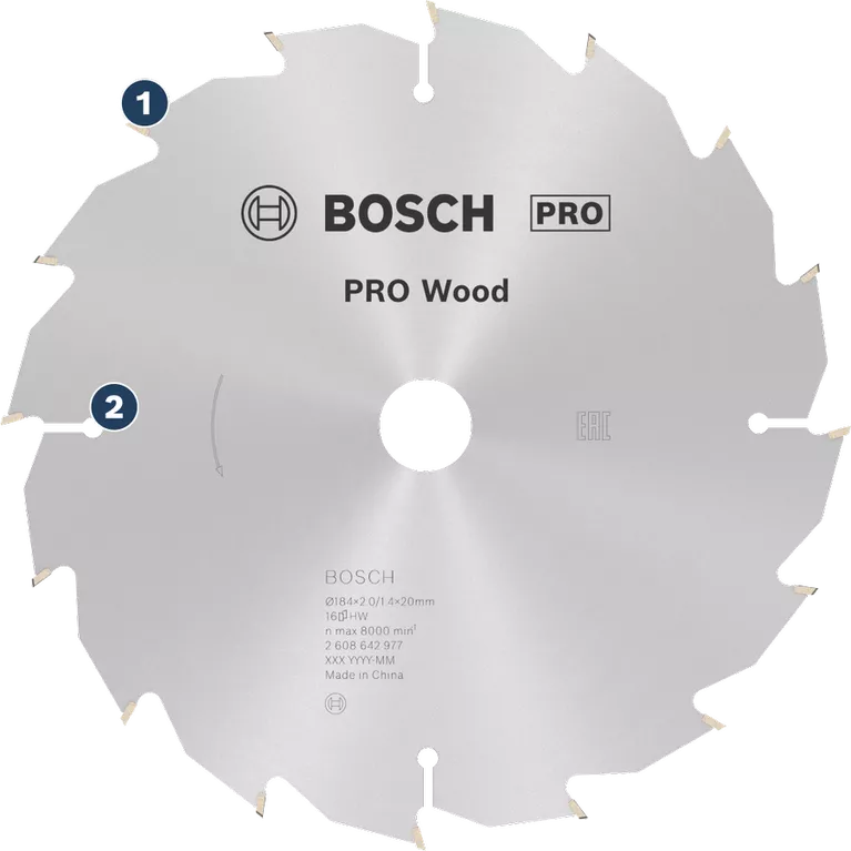 Masa Pakai Lama dalam pemotongan kayu Mata gergaji bundar Bosch PRO Wood untuk memotong kayu.
