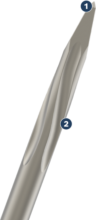 Pahat Bosch SPIDER dengan ujung runcing untuk penghancuran.