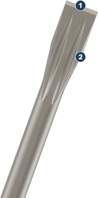 Masa Pakai Lama dalam Pemahatan Beton Pahat Datar Bosch PRO SDS plus-5C 20x250 mm.