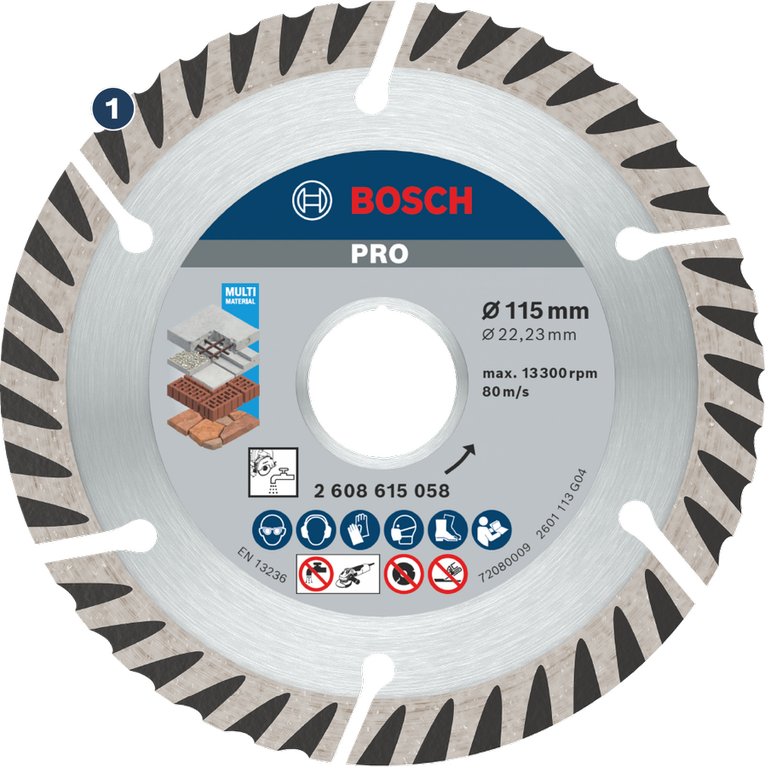 Cakram pemotong berlian multi material Bosch 115mm.