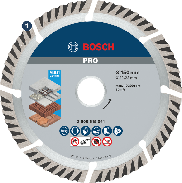 Cakram pemotong berlian multi material Bosch Pro 150mm.