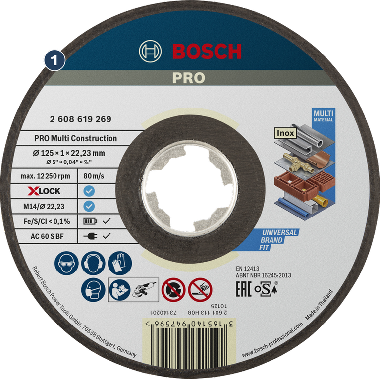 Cakram pemotong Bosch PRO Multi Construction untuk berbagai material.