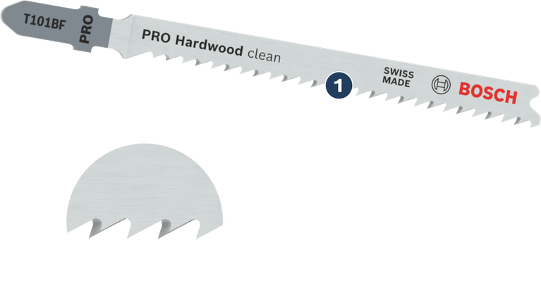 Masa Pakai Lama dalam Pemotongan Kayu Keras Mata gergaji Bosch PRO Hardwood clean T101BF untuk pemotongan kayu yang bersih.