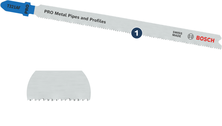 Mata gergaji ukir Bosch T321AF untuk pipa dan profil logam.