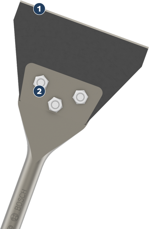 Pelepasan ubin dengan cepat Bosch PRO SDS plus Floor Scraper dengan bilah lebar 130 mm.