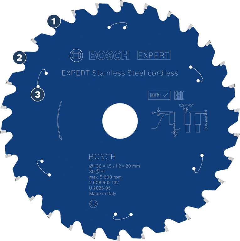 Mata gergaji nirkabel Bosch EXPERT Stainless Steel.