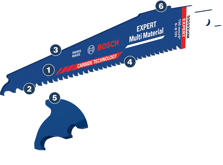 Mata gergaji bolak-balik Bosch Expert Multi Material dengan teknologi karbida.