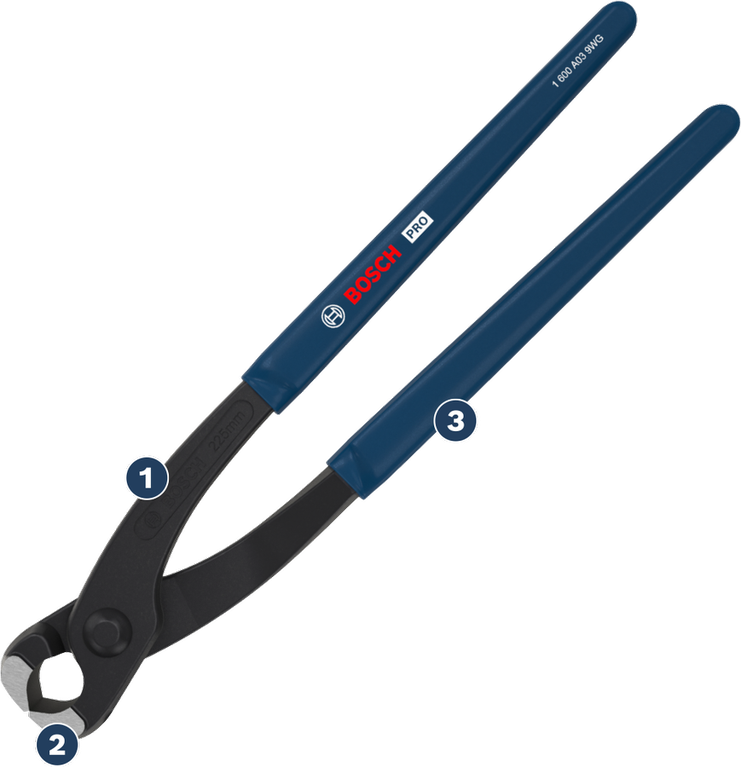 Tang potong beton Bosch PRO 225 mm dengan gagang berlapis.