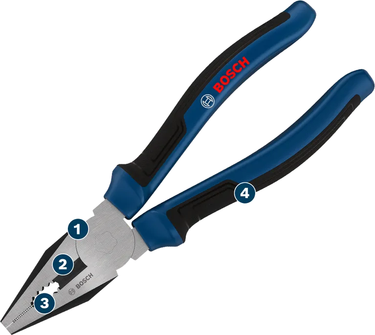 Tang kombinasi Bosch 180 mm dengan gagang multi-komponen.