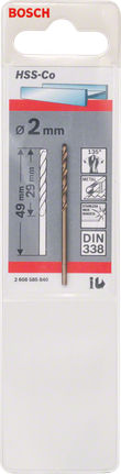 Mata bor logam Bosch HSS-Co 2 mm DIN 338.