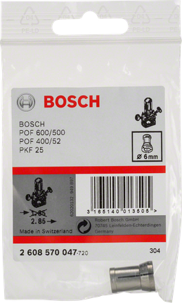 Collet Bosch 6mm tanpa mur pengunci.