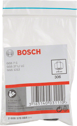 Collet Bosch 6 mm dengan mur pengunci.