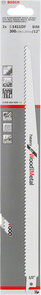 Mata pisau gergaji bolak-balik Bosch S1411DF untuk kayu dan logam.