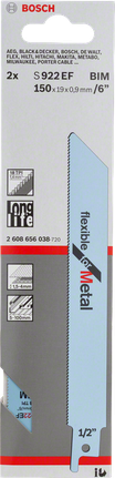 Mata pisau gergaji potong logam fleksibel Bosch S922EF 150mm.