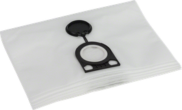 Kantong penyaring berbahan fleece Bosch dengan tutup segel yang aman.