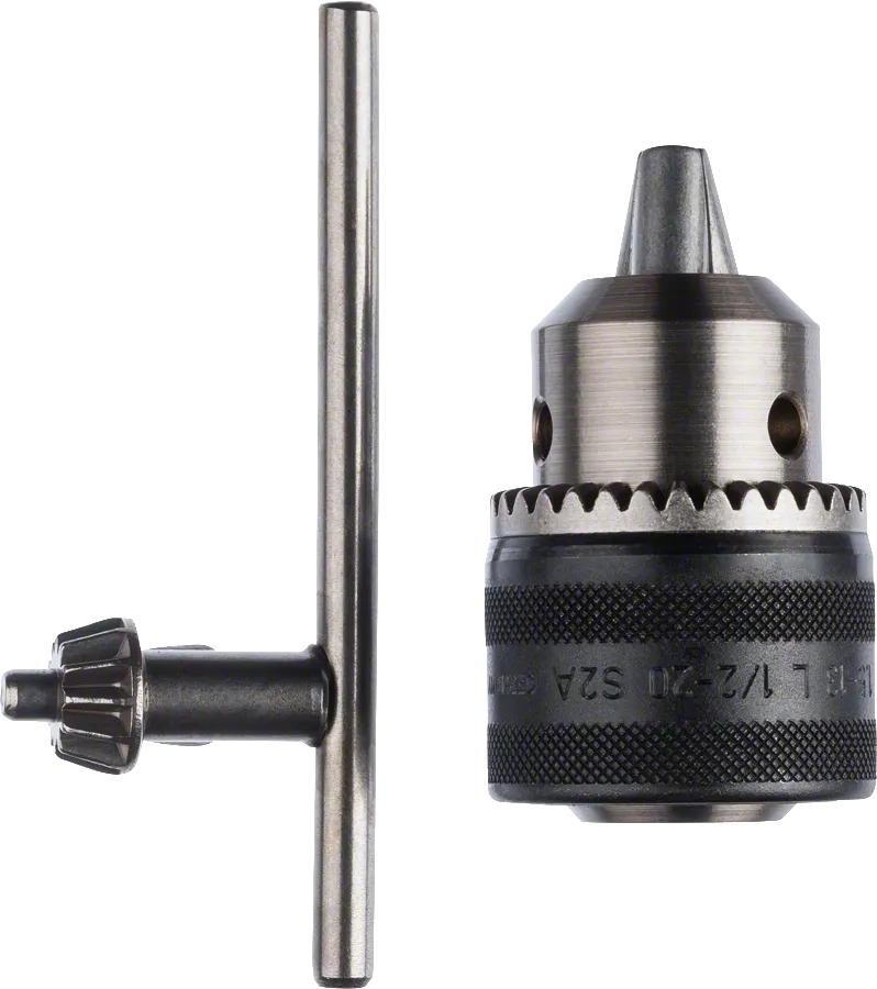 Chuck bor dengan kunci Bosch 1,5–13 mm beserta kunci pengganti.