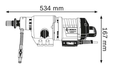 GDB 350 WE Dimensi bor Bosch berlabel.