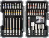 Set mata obeng benturan Bosch berisi 43 buah dengan mata obeng berkode warna.