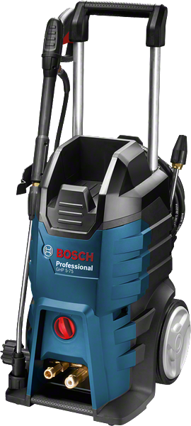 Mesin cuci bertekanan tinggi Bosch GHP 5-75 dengan roda.