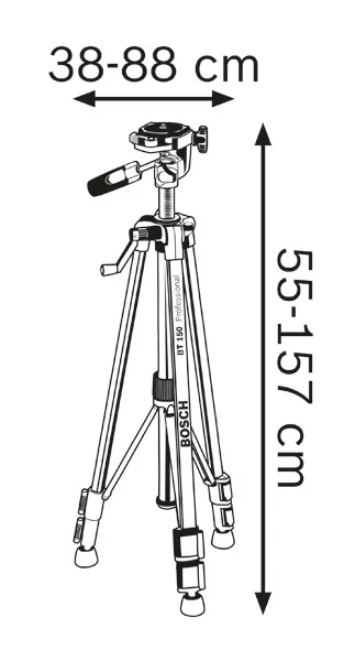 Diagram ketinggian tripod.
