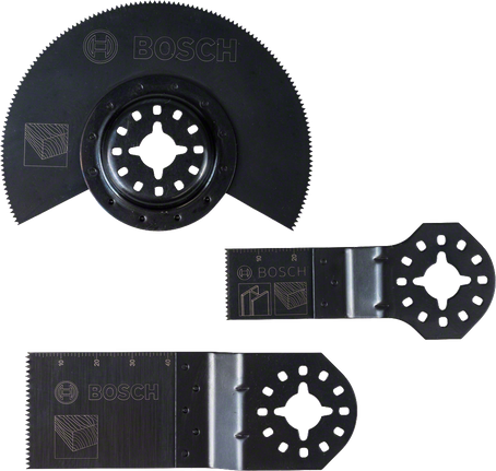 Set mata gergaji kayu dasar Bosch 3 buah untuk multi-perkakas.