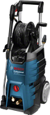 Mesin cuci bertekanan tinggi Bosch GHP 5-65 X dengan gulungan selang.