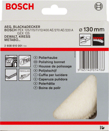 Kap mesin Bosch 130 mm dari wol domba.