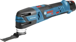Perkakas serbaguna nirkabel Bosch GOP 12V-28 dengan mata pisau Starlock.