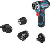 Set bor nirkabel Bosch GSR 12V-15 FC dengan empat alat tambahan.