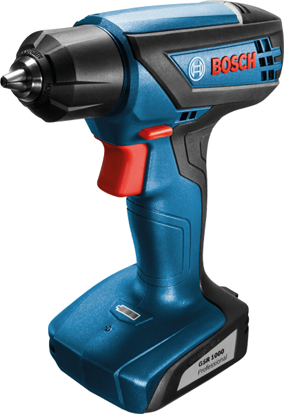 Bor tanpa kabel Bosch GSR 1000 dengan baterai 10,8V.