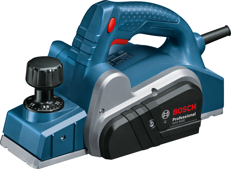 Planer Bosch GHO 6500 dengan kenop kedalaman yang dapat disesuaikan.