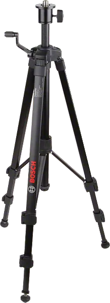 Tripod bangunan Bosch BT 150 dengan ketinggian yang dapat disesuaikan.