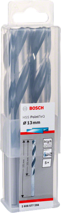 Set mata bor Bosch HSS PointTeQ 13,0mm.